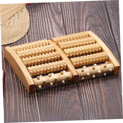 Wooden Foot Therapy Roller Massager 5-Row Acupressure Ball Foot Massager for Plantar Relief and Reflexology Massage at Home for Men and Women
