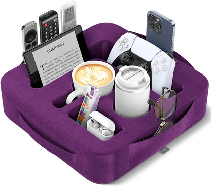 Couch Cup Holder Pillow, Sofa and Bed Caddy for iPad, Kindle, Switch, Game Controller, Remotes, Phones, Small-Sized Cup & Drink Holder for Couch, Bed, Desk, Car, Beach, Bathroom Cup Holder