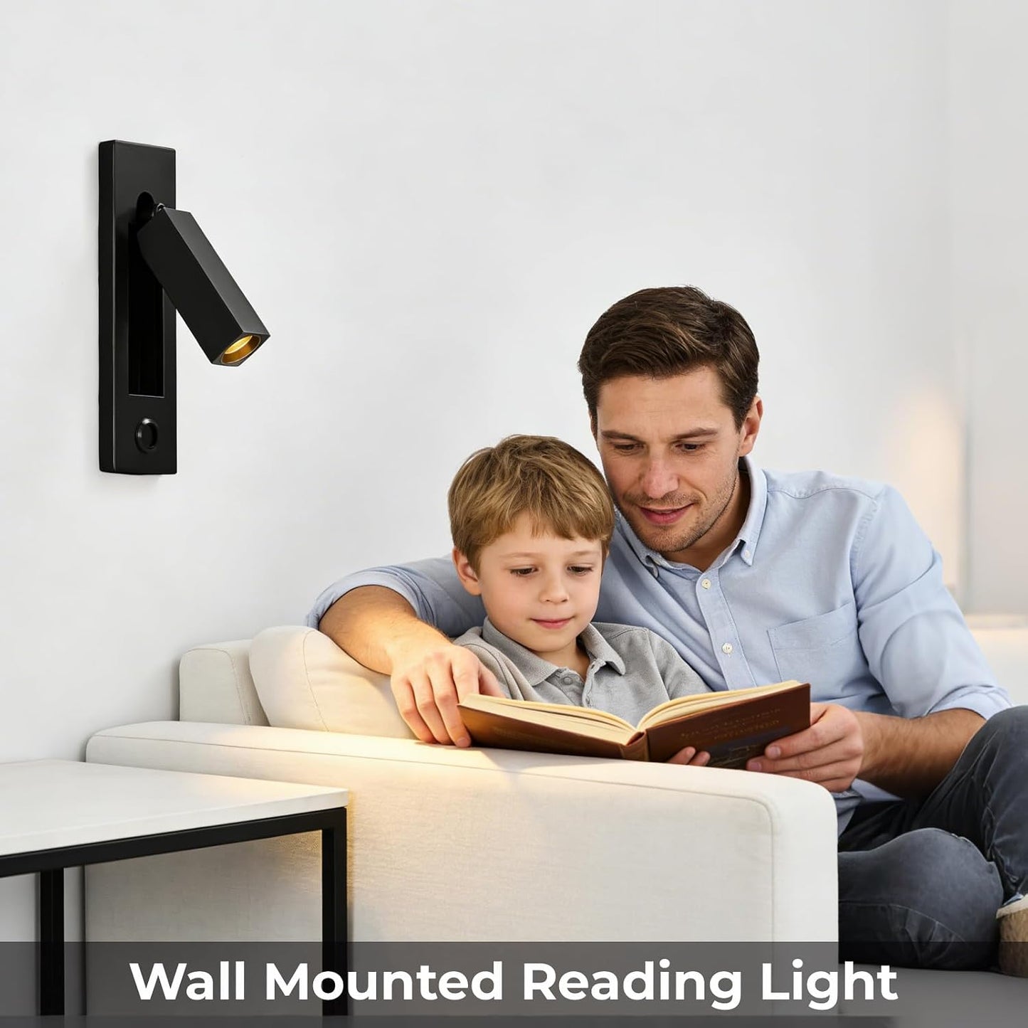 Wall Mounted Reading Light with USB, LED Bedside Reading Light with Switch, Adjustable Recessed Headboard Reading Lights Wall Sconce for Reading, Hardwired Reading Spotlight for Bedroom (Black)