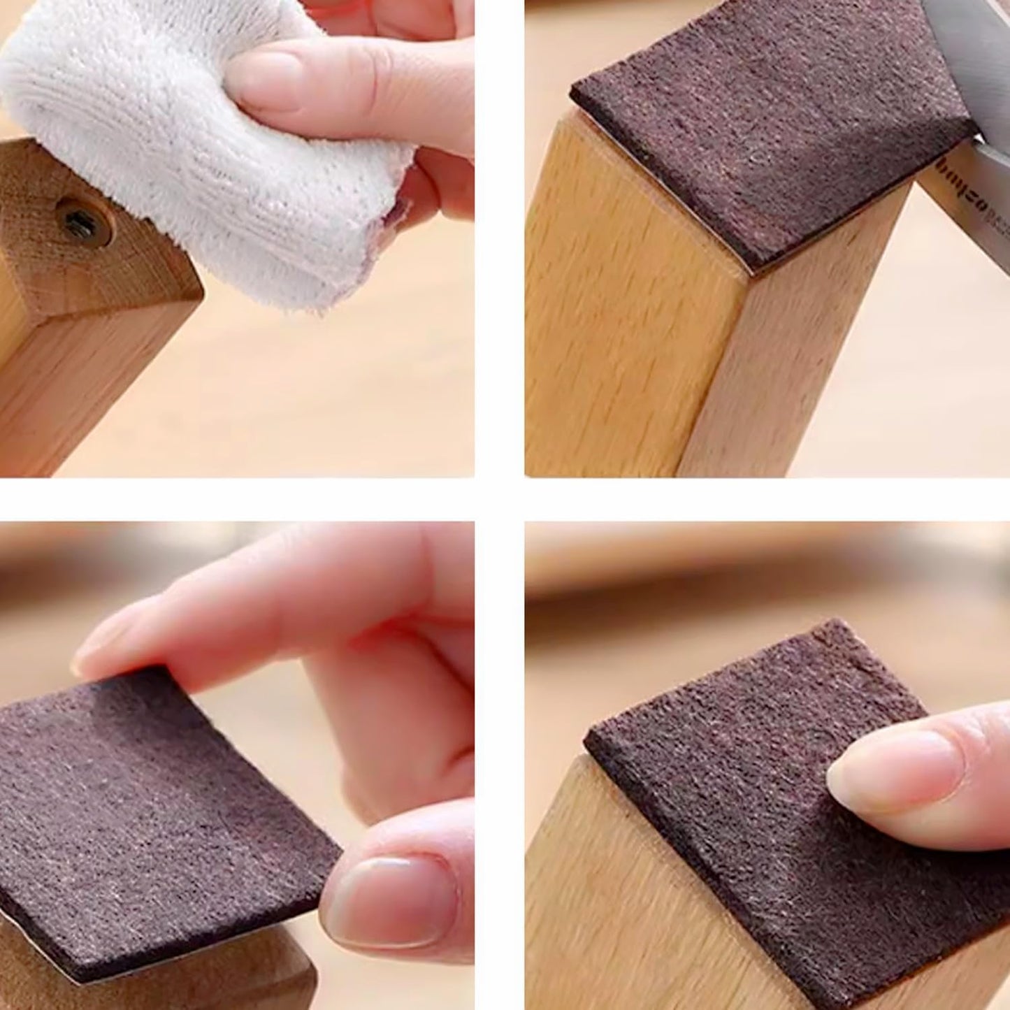 6Pcs Square Felt Furniture Pads, 4 inch x 4 inch Self Adhesive Cuttable Anti Scratch Floor Protectors for Furniture Legs Hardwood Floor, Brown, 100mm