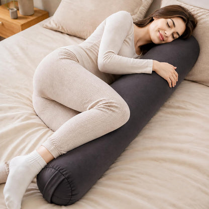 Velvet Bolster Pillow for Adults, Long Round Body Pillow for Bed, 76x7.87