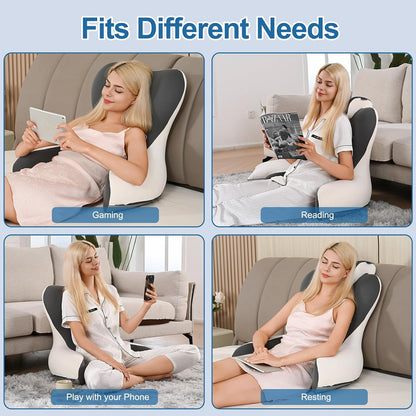 22" XL Reading Pillow Sitting in Bed,Back Support & Armrests(Grey & White)