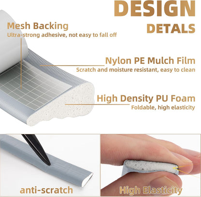Kneelisa 118” Wedge-Shape Foam Window Weather Stripping Door Seal | Soundproofing Frame Winter Insulation Strip,Noise Cancelling Window Inserts,Door Gap Filler Light Blocker,White
