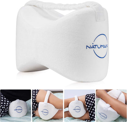 Knee Pillow for Side Sleepers - Relief from Sciatica Pain, Back/Leg Pain, Pregnancy, Hip and Joint Pain Memory Foam Leg Pillow + Free Sleep Mask and Ear Plugs