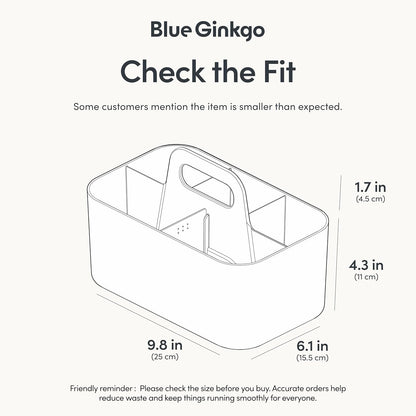 BLUE GINKGO Stackable Organizer Caddy, Rectangle, White, Made in Korea | Portable. Adjustable. Home, Office & School Storage.