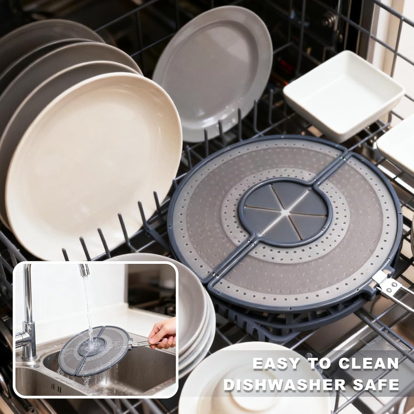 Foldable Splatter Screen with Handle for 10-13" Pans, Silicone, BPA-Free, | Heat-Resistant Grip,Space Saving Fry Pan Cover for Mess-Free Cooking,Dishwasher Safe