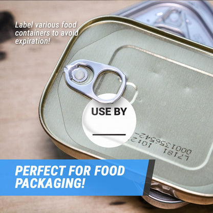 Sell By/Expiration Food Date Labels (1.5 inch, Round - 300 Labels) | Sell by Date Stickers for Food Service, Food Rotation, Best Before Prep Sticker with Writable Blank Space