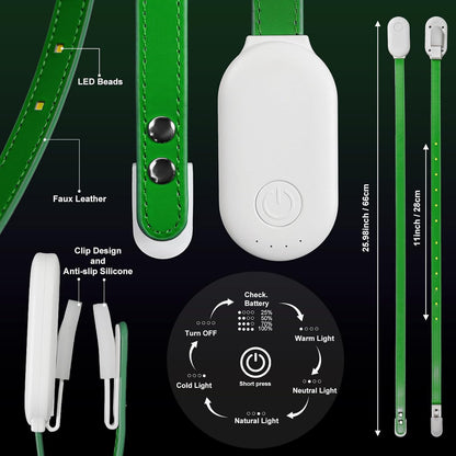 ROOKIELEDS Rechargeable Book Light for Reading, 12 LED Eye-Care Reading Light, 4 Color Temperatures, Stepless Dimming, No Flicker, Evenly Distributed Lighting for Books, Perfect for Reader (Green)