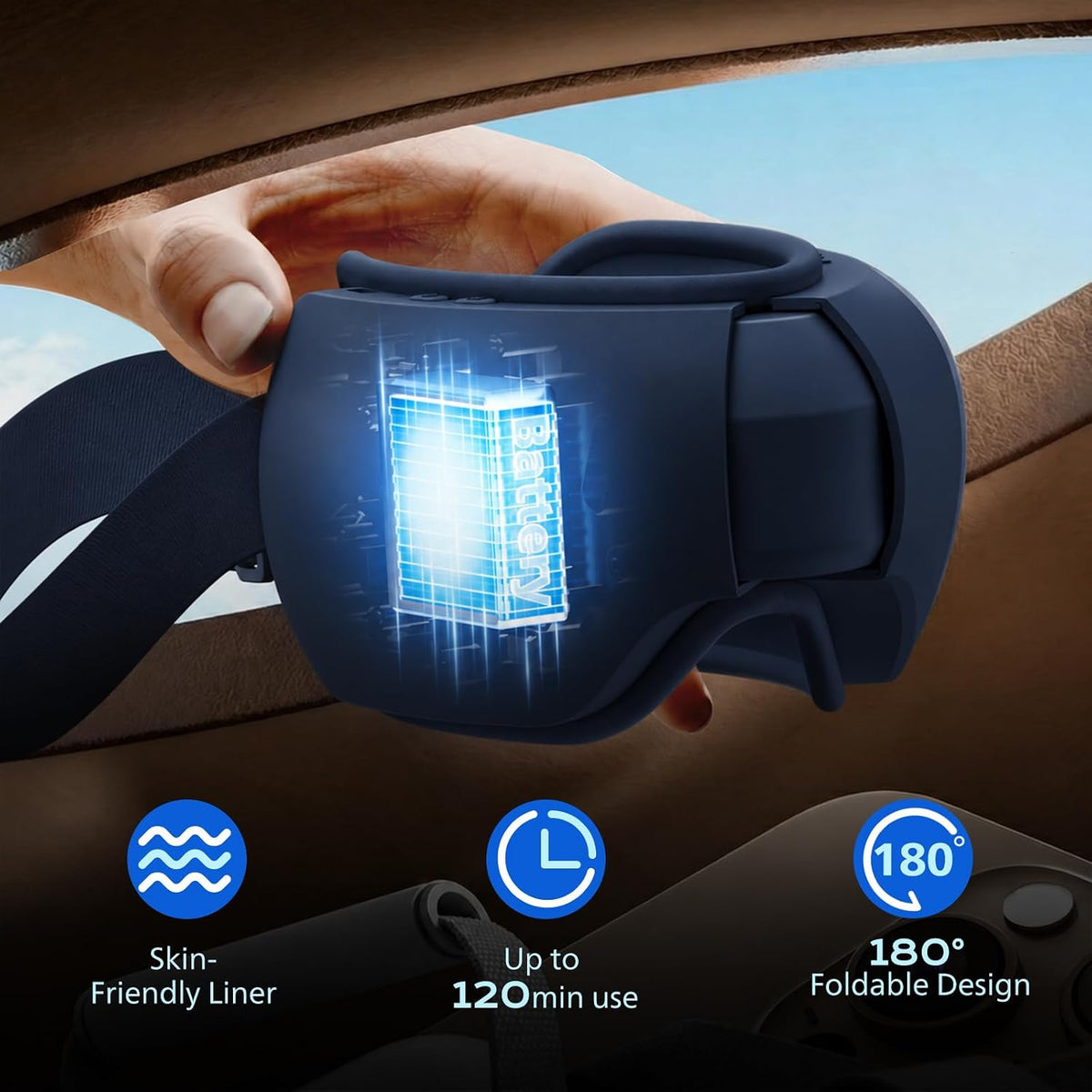 PHILIPS Eye Massager with Heat, Warm Compress for Eye Relief 2313 Blue