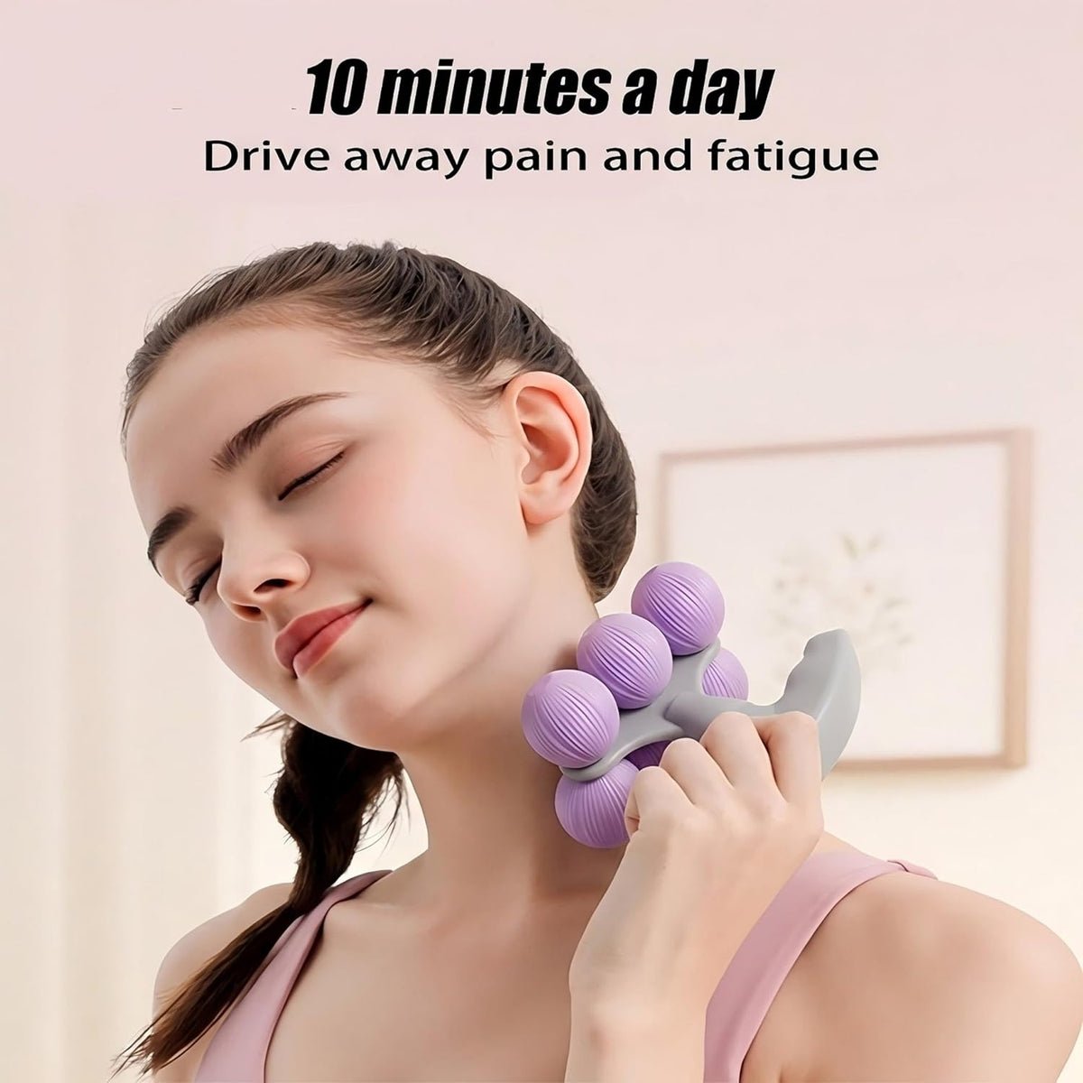 6-Wheel Handheld Massage Roller for Muscle Pain Relief (Blue)