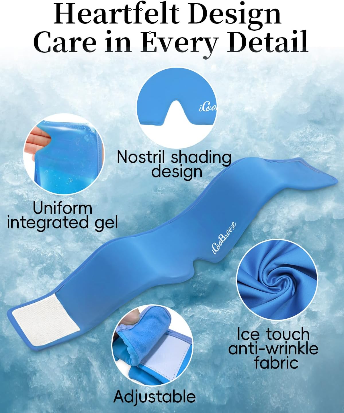 Cooling Eye Mask for Puffy Eyes, FSA Eligible HSA, Headache and Migraine Relief Gel Eye Mask, for Headache, Puffiness, Eye Strain, Reusable Face Ice Pack for Post-Surgery Care, Deep Blue