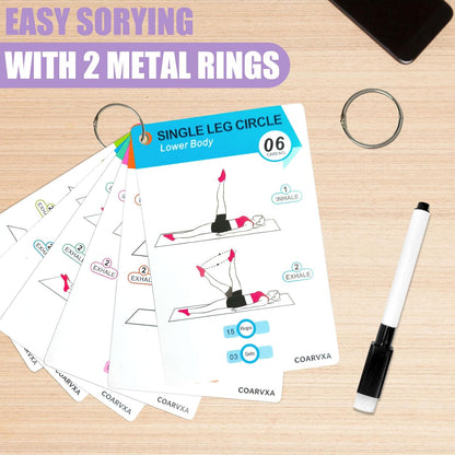 Bodyweight Workout Cards for Women & Men-50 Bodyweight Workout Cards，Includes 2 Rings& Dry-Erase for Easy Organization-Home, Gym or Studio (Bodyweight)
