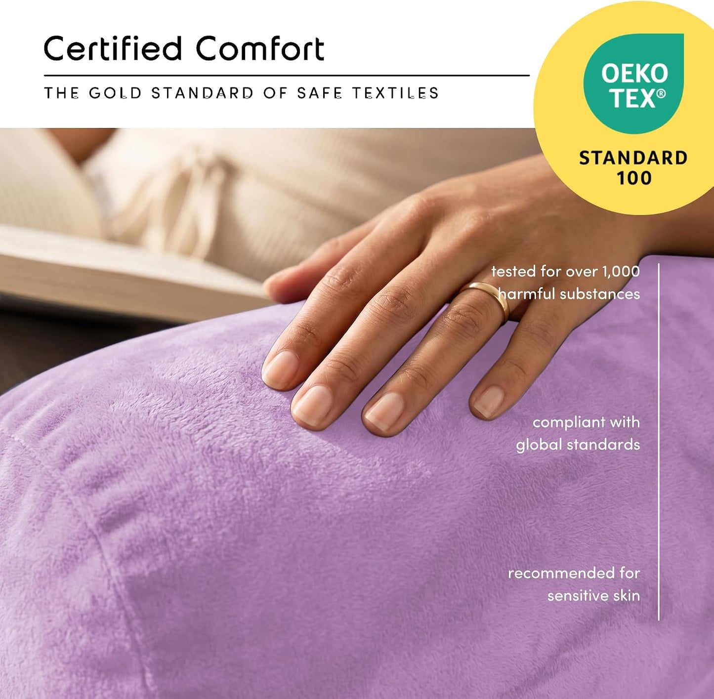 Nestl Reading Pillow with Shredded Memory Foam, Designed for Sitting Up in Bed and Couch, Back and Arms Adjustable Support for Adult & Teens Backrest Pillows for Reading, with Washable Cover Dark Grey