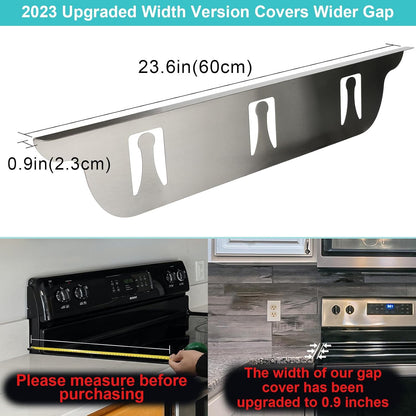 Stove Cover, Stove Guard, Stainless Steel Stove Gap Covers, Heat Resistant & Easy to Clean Stove Counter Gap Cover, Kitchen Stove Counter Gap Cover Eliminates Gap Between Counter & Appliances (2 pcs)