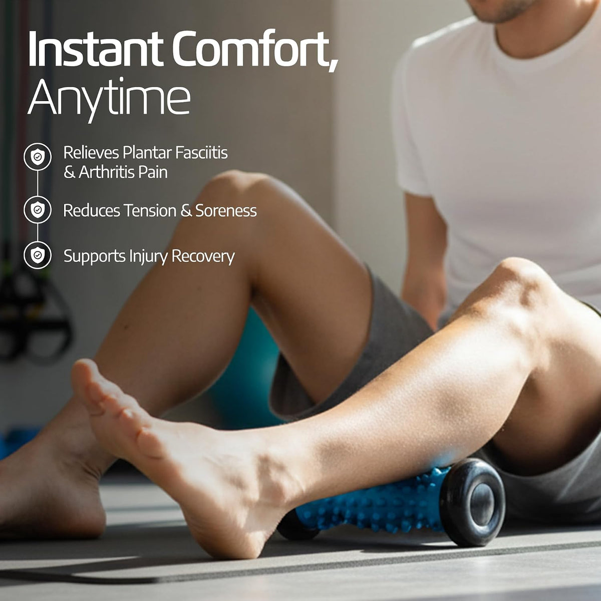 Logest Foot Massage Roller - for Trigger Point Therapy, Injury Rehabilitation & Deep Tissue Massage - Prevent Stiffness & Improve Strength - Silicon with Nodules (Blue - Green)