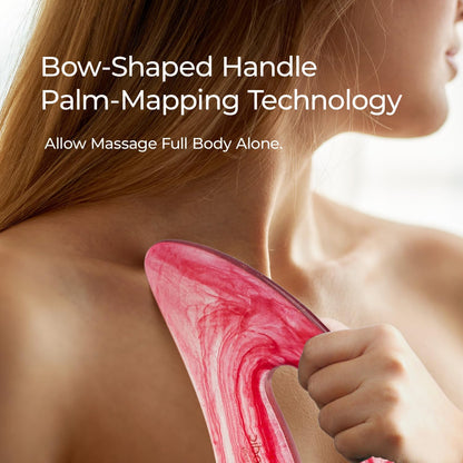Scienlodic Gua Sha Massage Tool with Handle (Resin) Larger Guasha Scraping Tool for Back Neck Face Leg Massage, Lymphatic Drainage, Cellulite Remove - Large