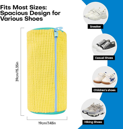 Shoe Washing Machine Bag: Laundry Shoe Bag for Washer and Dryer - 2pc Reusable Shoe Cleaning Bag for Sneaker Tennis Shoes Unstain Cleaner Kit (Yellow 2pcs)