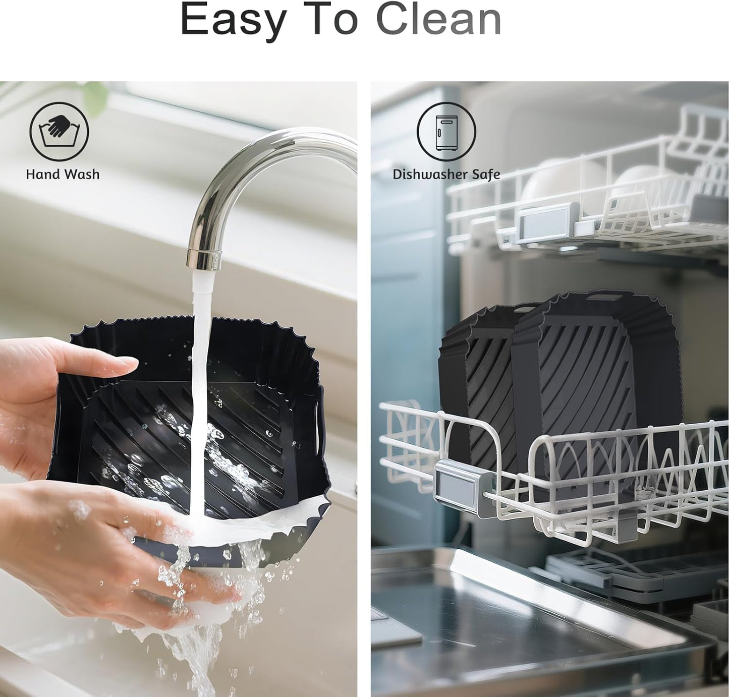 Air Fryer Silicone Liners 2 Pack, Reusable Square Air fryer Basket Liners, 4-6Qt Silicone Baking Tray for Instant Air fryer, Oven Microwave Pot Accessories, Food Grade Kitchen Gadgets