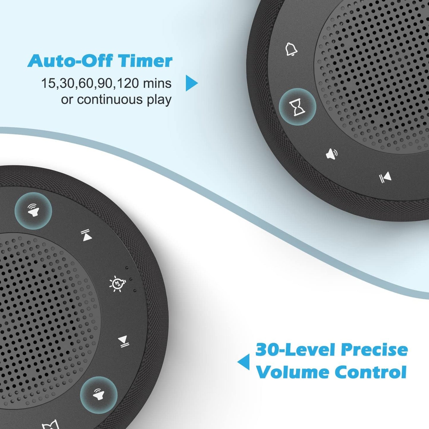 Buffbee Pro 2nd Gen| Sound Machine, Alarm Clock with Bluetooth Speaker | Upgraded Rechargeable Battery, White Noise Machine with 25 Sleep Sounds, Portable for Travel & Bedroom
