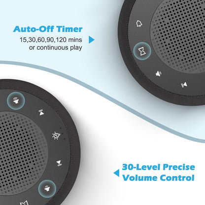 Buffbee Pro 2nd Gen| Sound Machine, Alarm Clock with Bluetooth Speaker | Upgraded Rechargeable Battery, White Noise Machine with 25 Sleep Sounds, Portable for Travel & Bedroom