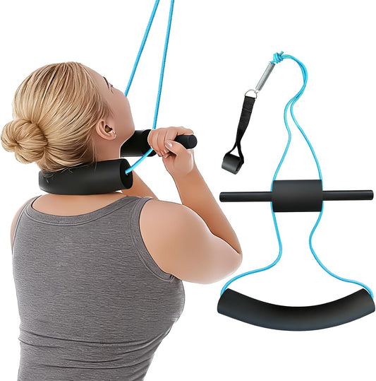 Portable Cervical Neck Traction Device Over Door for Home Use - Neck Stretcher Strap for Spinal Decompression, Pain Relief & Physical Therapy - Restore Natural Neck Curve & Alignment