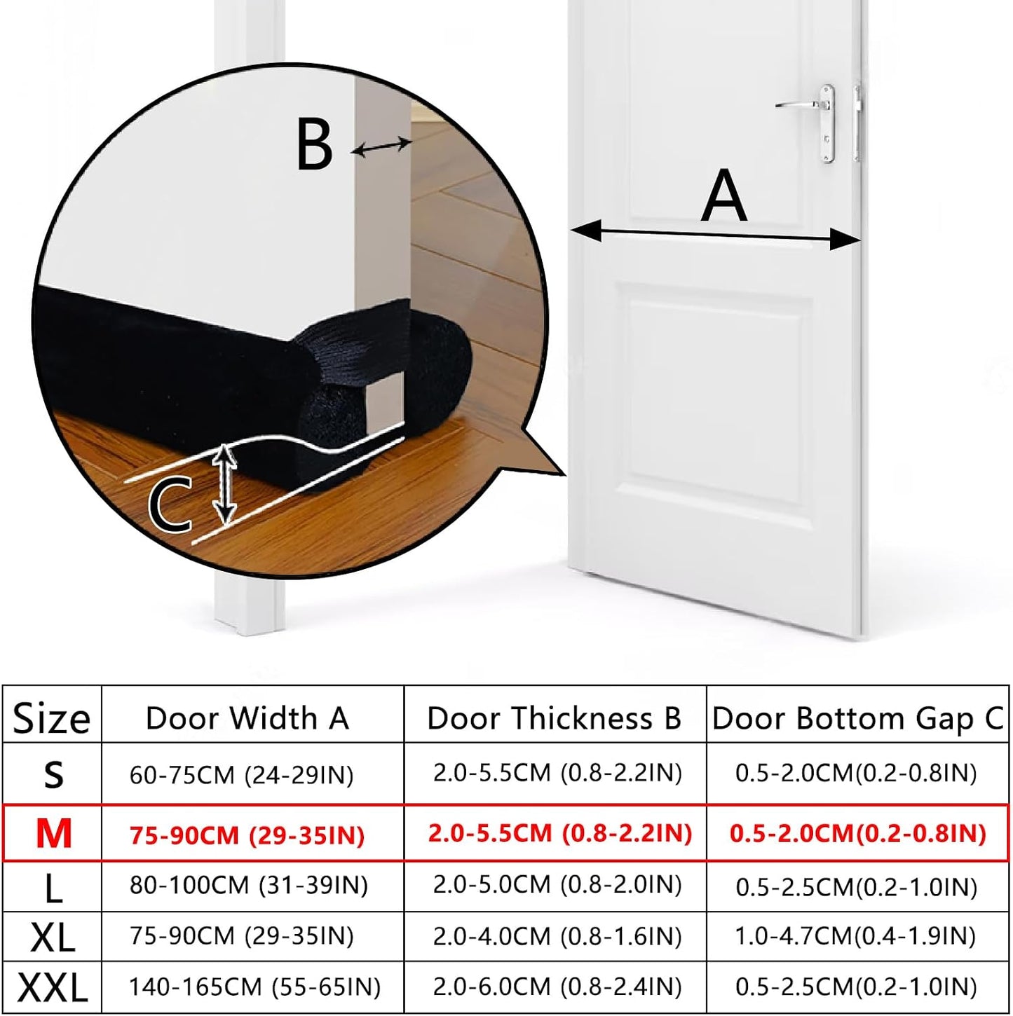 BKSAI Door Draft Stopper for Doors 29-35" No Adhesive Draft Stopper for Bottom of Door Draught Excluder Under Door Wind Blocker Reduce Noise Draught Excluder Sweep Sound Proof(Black) | No Adhesive, For Bottom of Door, Wind Blocker, Reduce Noise, Sound