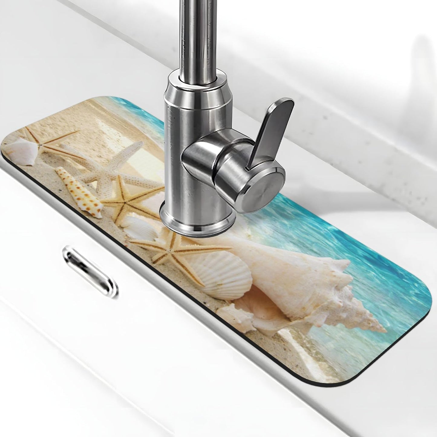 Abstract Flower Blooming Floral Watercolor Kitchen Sink Splash Guard Faucet Mat Super Absorbent Fast Drying Mat Sink Gadgets-Fast Drying Pad Sink Mat For Kitchen Bathroom (15" X 5.5" )