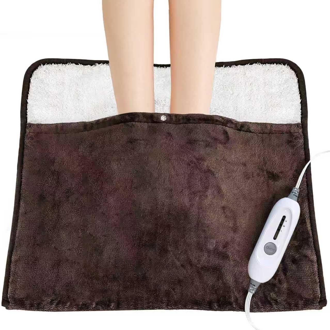 WarmMist Heated Foot Warmers, 22"×20" Electric Foot Heating Pad, Ultra Soft | ETL&FCC Certified, Flannel-Sherpa, 3 Heat Levels 2H Auto Off, Feet Warmers for Women Men, for Bed Under Desk&Office, Gifts