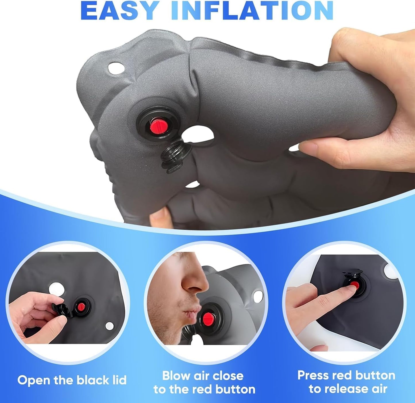 2-Pack Inflatable Waffle Cushion for Pressure Relief, Wheelchair Cushion for Pressure Redistribution, Portable Air Seat Cushions for Office Chair Car Seat, Breathable Seat Pad, Includes 1 Air Pumps