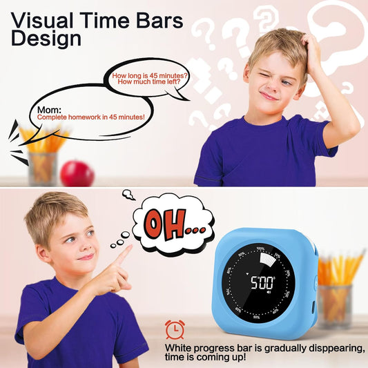 Visual Timer for Kids Rechargeable,10-Hour Digital Timer,Magnetic Timer with Visual Time Bars Design,3 Brightness/3 Volume Adjustable,Countdown/up Timers for Classroom Study Game Gym Kitchen Office