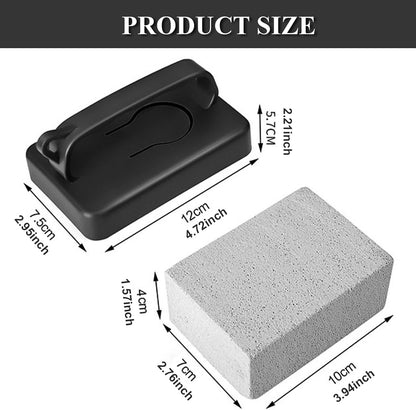 Grill Stone Cleaning Brick,Griddle Cleaner Kit Block Pumice Stone,Ecological Grill Brick De-Scaling Stone for Removing Stains BBQ,Stone*3 & Black Plastic Handle