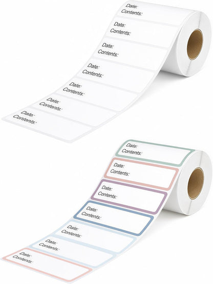 500 PCS 4 Rolls Food Labels, 1 x 3 Inch Freezer Labels Removable Date and Contents Stickers for Food Containers, Mason Jars, Refrigerator Meal Prep, Water and Oil Resistant Compact Kitchen Storage