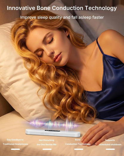 Under Pillow Speaker Bluetooth Bone Conduction– Pillow Speakers for Sleeping with White Noise & Timer, Supports TF Card Portable Under Pillow Speaker for Side Sleepers Sleep Difficulties-Black