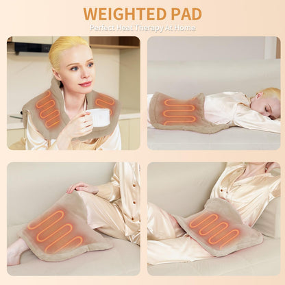 SAROO Weighted Heating Pad for Neck and Shoulders Pain Relief,19"x22",Grey