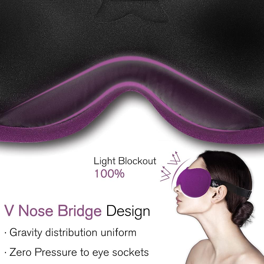 PrettyCare 3D Sleep Mask 2 Pack,Eye Mask for Side Sleeper 3D Contoured Sleeping Mask Blackout Out for Men- Blindfold Airplane with Ear Plugs, Night Masks with Travel Bag (Black&Blue)