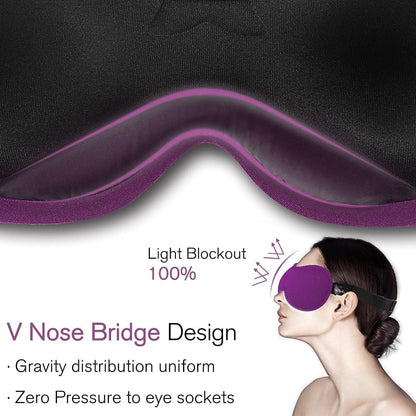 PrettyCare 3D Sleep Mask 2 Pack,Eye Mask for Side Sleeper 3D Contoured Sleeping Mask Blackout Out for Men- Blindfold Airplane with Ear Plugs, Night Masks with Travel Bag (Black&Blue)