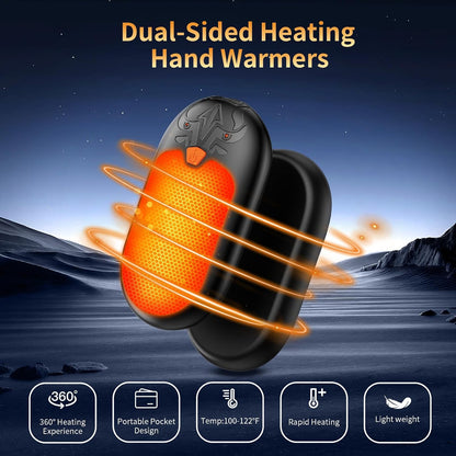 Hand Warmers Rechargeable 2 Pack, Electric Hand Warmer, 24Hrs Long Lasting Magnetic Reusable Hand Warmers with 3 Heat Settings, Portable Pocket Heater, for Men, Women, Camping, Hunting, Golf, Ski