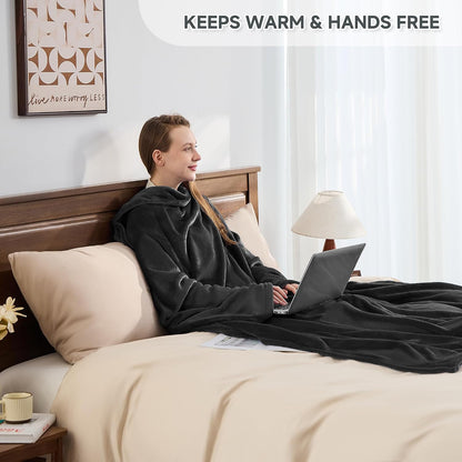 IFNOW Fleece Wearable Blanket with Sleeves, Oversized Snuggle Robe