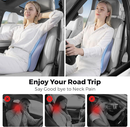 BEBAS Ergonomic Lumbar Support Pillow for Car, Memory Foam Car Back Cushion | Comfort Lumbar Pillow for Back Pain Relief, Breathable Washable Cover, Fits for Driving, Office, Wheelchair, Black