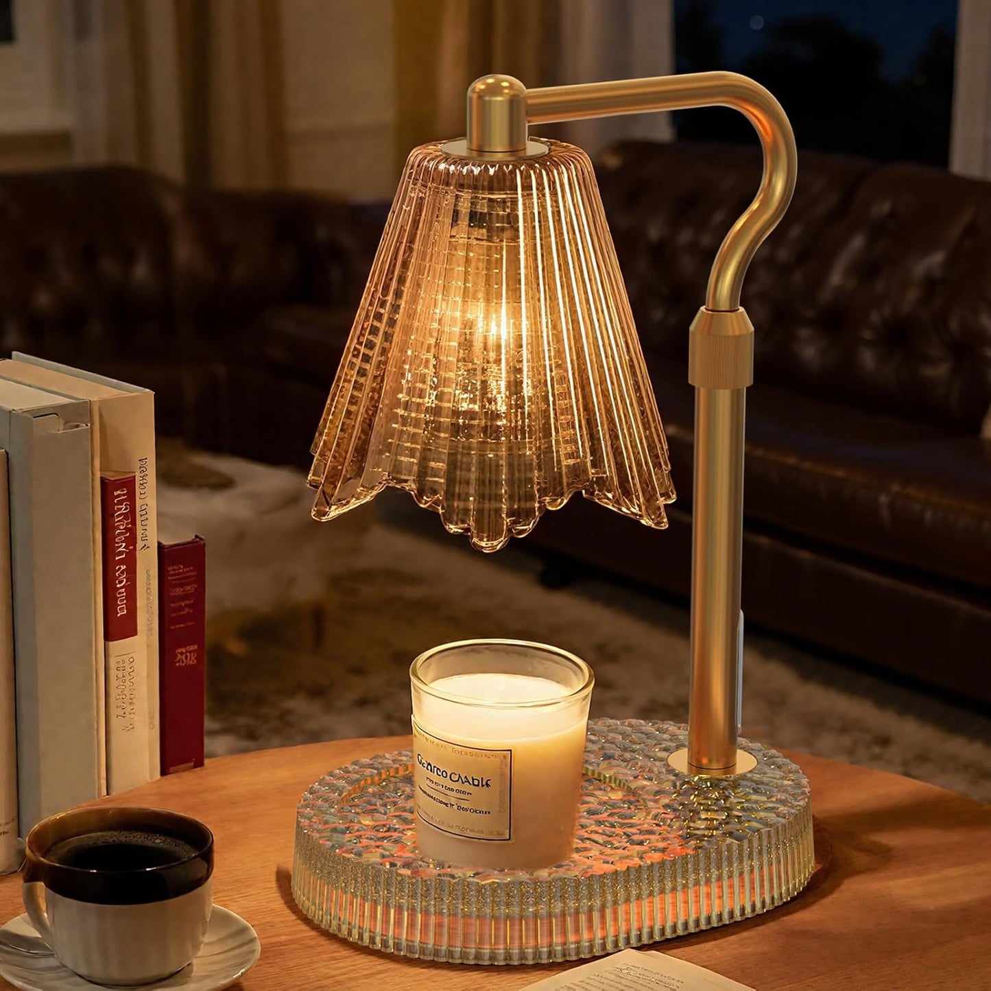 Flower Candle Warmer Lamp,Adjustable Timer & Dimmer(Black2) | Adjustable height fits jars. Timer & dimmer safe melt. 2 bulbs & heat-proof base. Perfect for bedroom, office, or gifting.