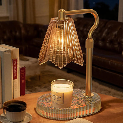 Flower Candle Warmer Lamp,Adjustable Timer & Dimmer(Black2) | Adjustable height fits jars. Timer & dimmer safe melt. 2 bulbs & heat-proof base. Perfect for bedroom, office, or gifting.