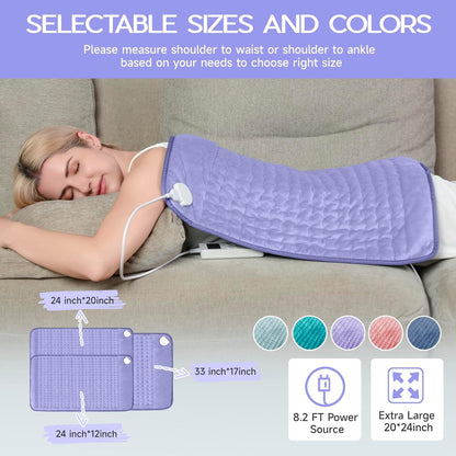 Heating Pad for Period Cramps, Heating Pad for Back/Neck/Shoulder Muscle Pain, 6 Heating&4 Timer Setting, Auto Shut Off, Dry/Moist Heat & Machine Washable, Gray Birthday Christmas Gifts for Women Mom