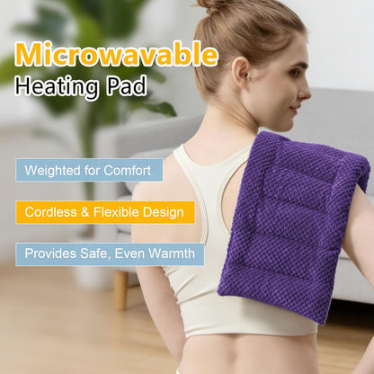 Microwave Heating Pad 16x7 inches Microwavable Heat Pack for Muscle Pain Relief Moist Rice Clay Bean Bag Pack Heat Therapy for Shoulders, Lower Back, Abdomen Cramps Hot Cold Compress Reusable 1.8 LBS