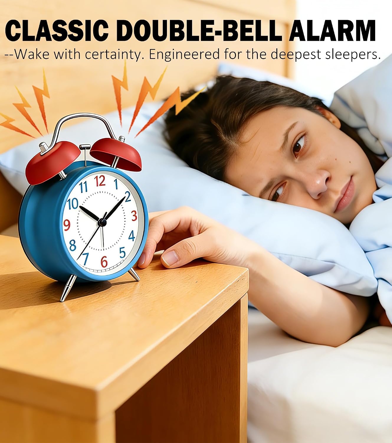4.5" Analog Alarm Clock for Heavy Sleepers, Loud Battery Operated Alarm Clocks with Light, Metal Silent Desk Clock for Bedrooms, Retro Bedside Clocks for Kids Girls Women Mother Seniors, Pink