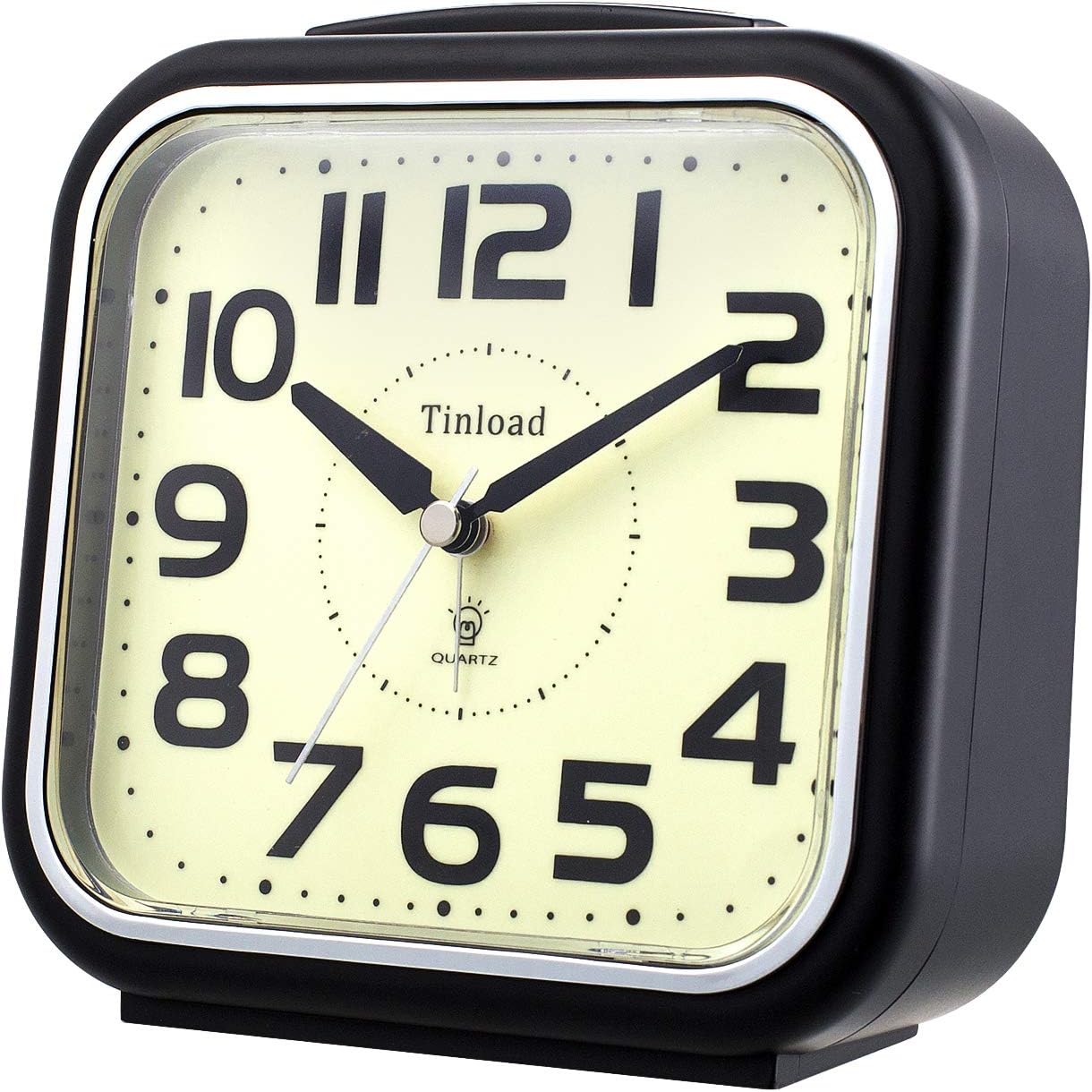 Tinload 5.5" Large Analog Alarm Clock Silent Non Ticking, Glow in Dark dial, Gentle Wake, Beep Sounds, Increasing Volume, Battery Operated Snooze and Manual Light, Easy Set (Best for Elder)