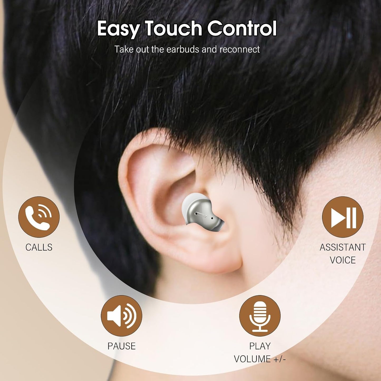 Sleep Earbuds Bluetooth 5.4, Mini Light-Weight Headphones for Side Sleepers | Features Sleep Mode & Built-in White Noise for Relaxing. 48H Battery & Clear Calls. Perfect Mini Earphones for Sound Sleep
