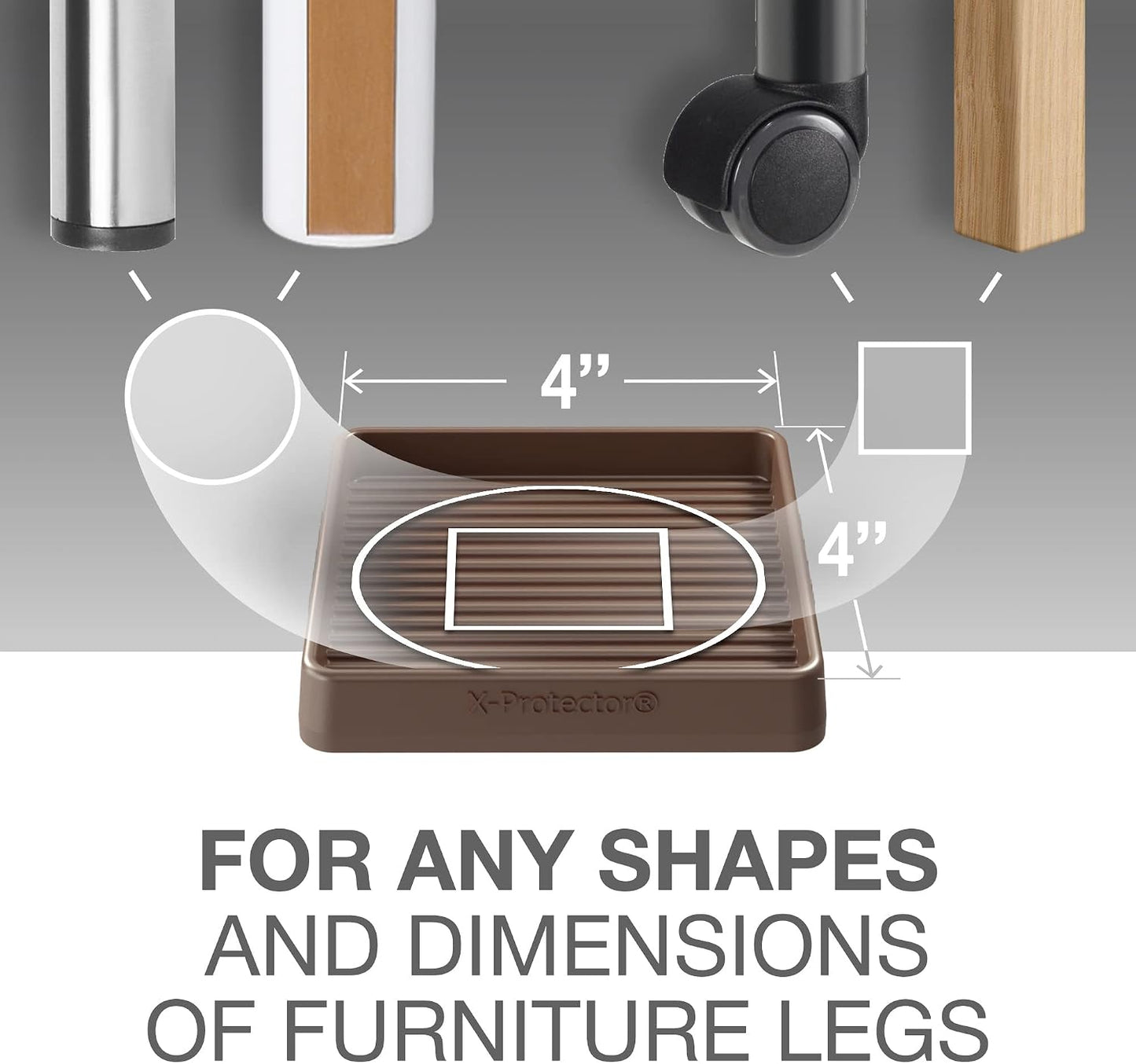Furniture Cups X-PROTECTOR – 1.7" Caster Cups 4 PCS – Furniture Coaster | Ideal Bed Stoppers – Non Skid Furniture Pads with a Perfect Design – Lined Rubber Furniture Pads - Protect Any Flooring!