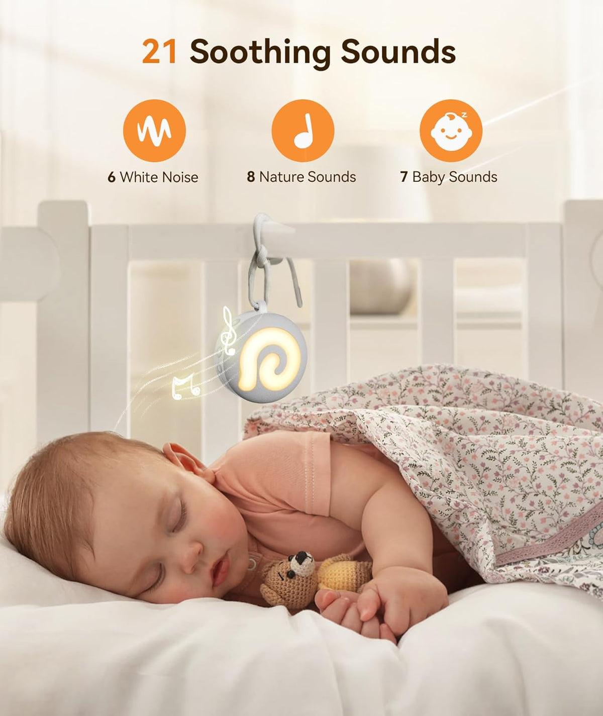 Dreamegg Portable Sound Machine Baby - D11 White Noise Machine for Baby Sleeping with Night Light, White Noise, Lullaby, Nature Sounds, Child Lock, USB Rechargeable Sound Machine for Travel Nursery