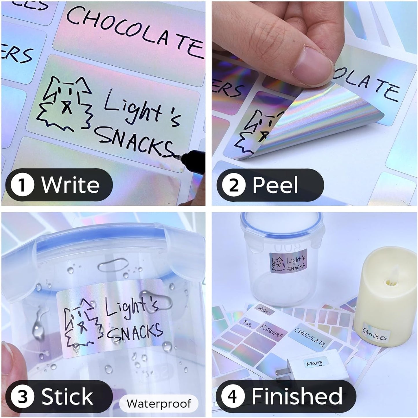 JIEHENG 170Pcs White Removable Labels for Jars with 2 Liquid Chalk Marker | Easy peel off,Self Adhesion Labels stickers for Storage Bins,Food Containers