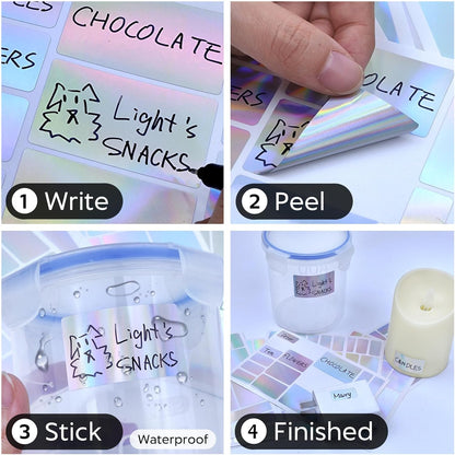 JIEHENG 170Pcs White Removable Labels for Jars with 2 Liquid Chalk Marker | Easy peel off,Self Adhesion Labels stickers for Storage Bins,Food Containers